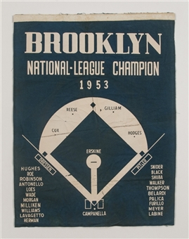 Vintage 1953 Brooklyn Dodgers National League Champions Banner Mounted On 21x26 Backing